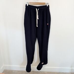 Feejays Pants Adult Small Navy Blue SweatPants Footed Footie PJs Comfy Pajamas